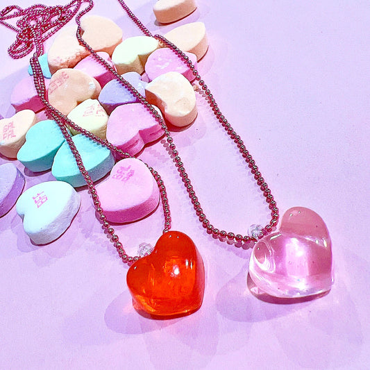 Jello Heart Necklaces