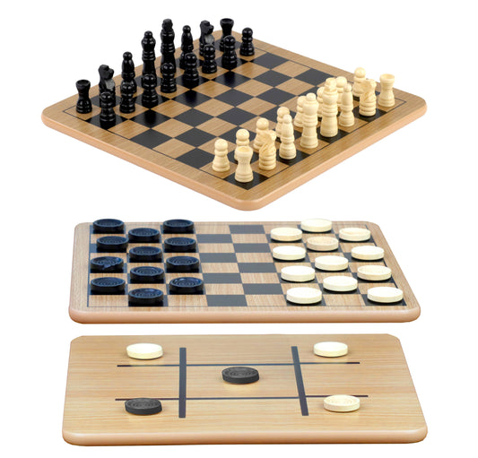 Wood Chess/Checkers & Tic-Tac-Toe