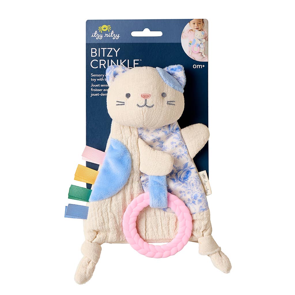 Bitzy Crinkle Sensory Toy + Teether | Kitty