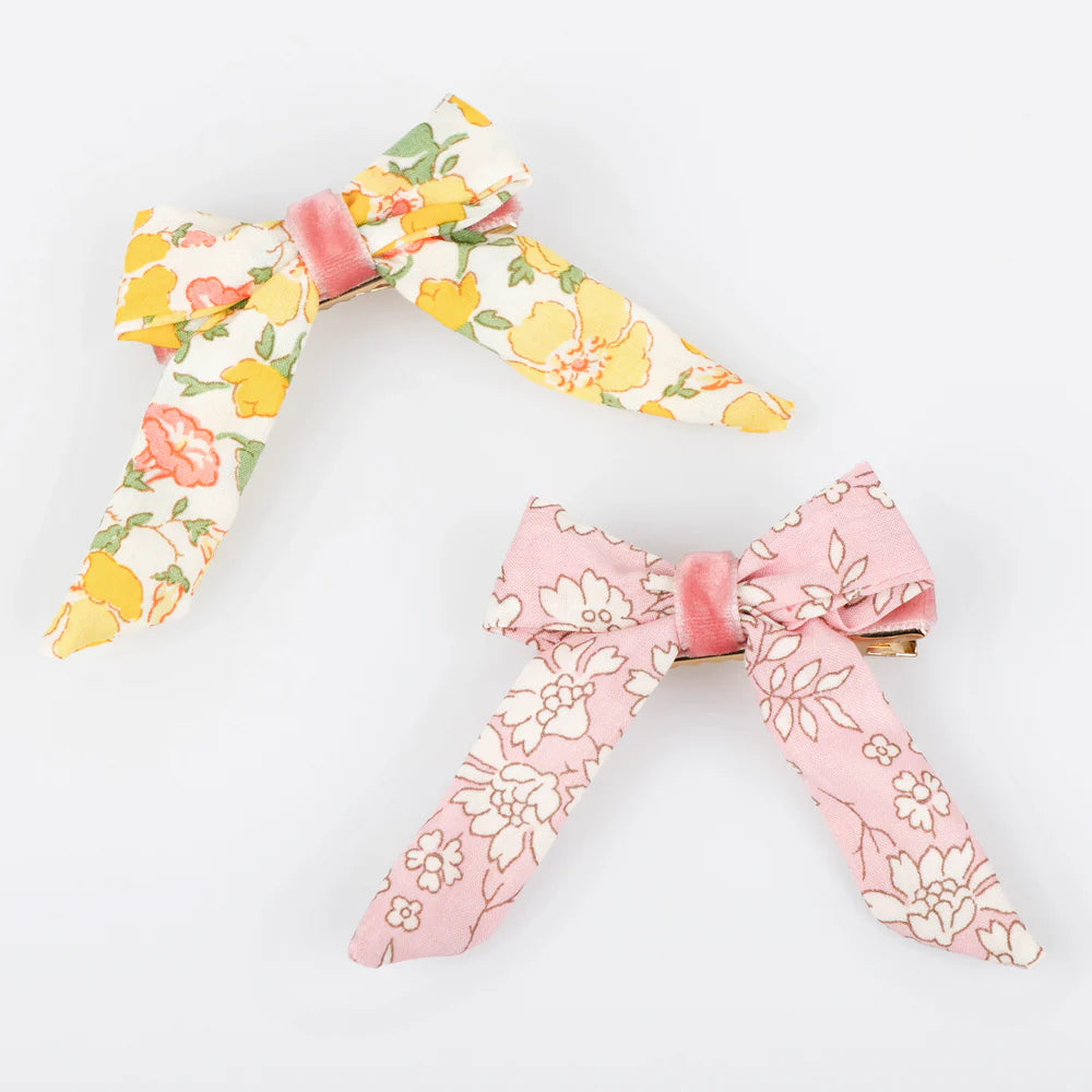 Floral Bow Hair Clips