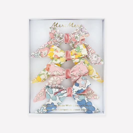 Floral Bow Hair Clips