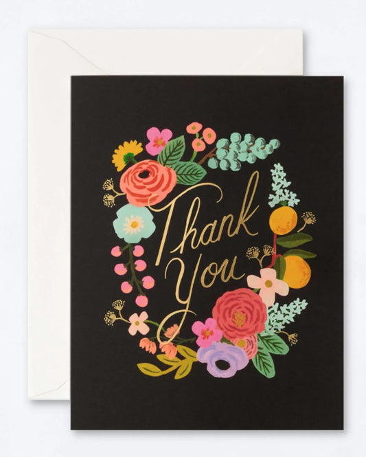 Thank You Floral Wreath Card