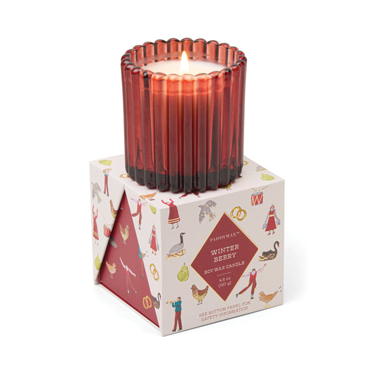 Merry Holiday Red Glass Candle | Winter Berry