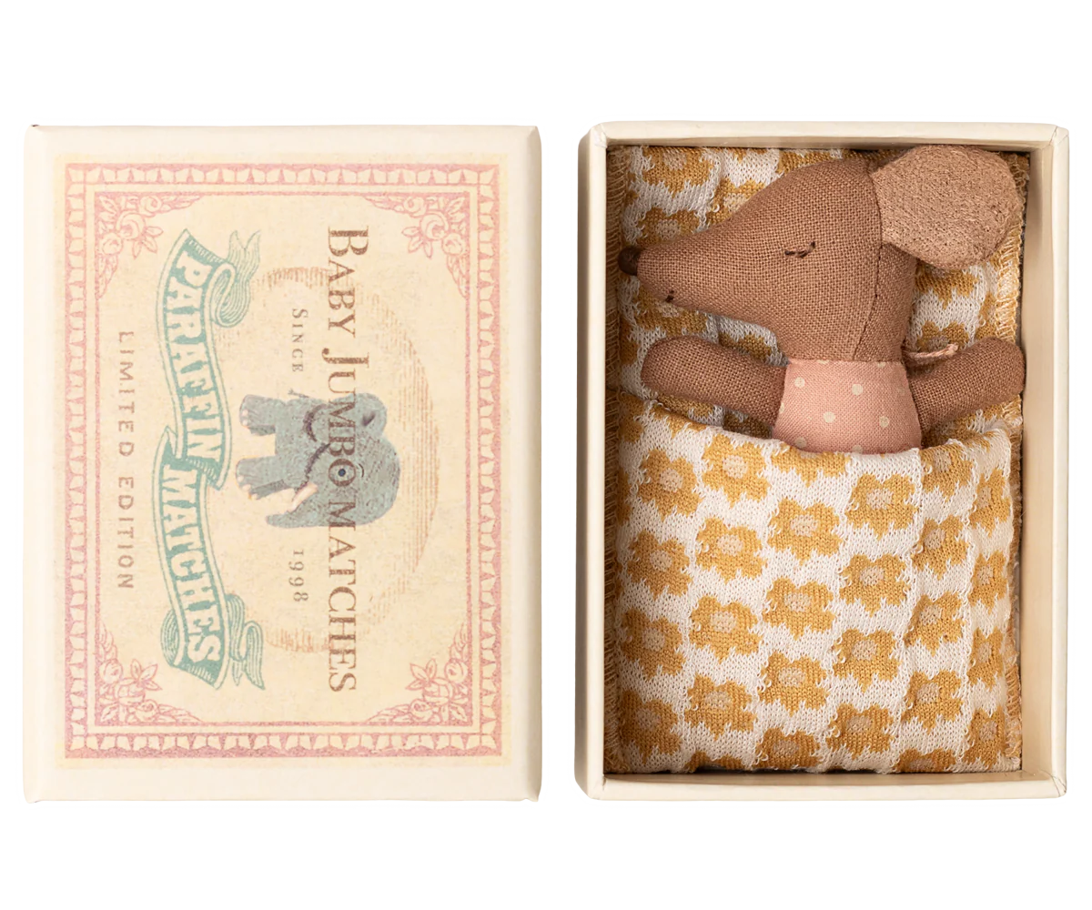 Sleepy Wakey Baby Mouse In Matchbox | Rose
