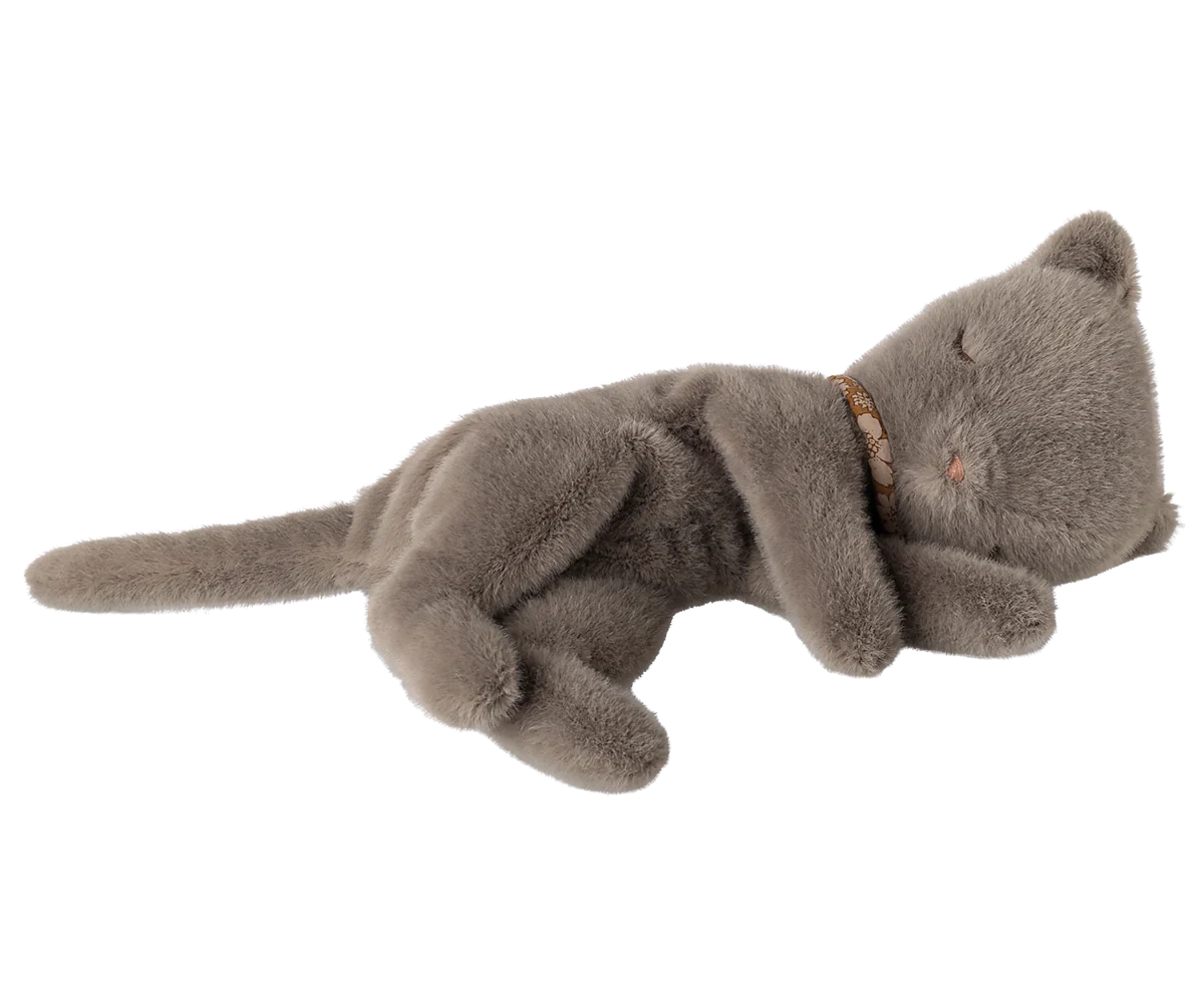 Small Sleeping Kitten Plush | Grey