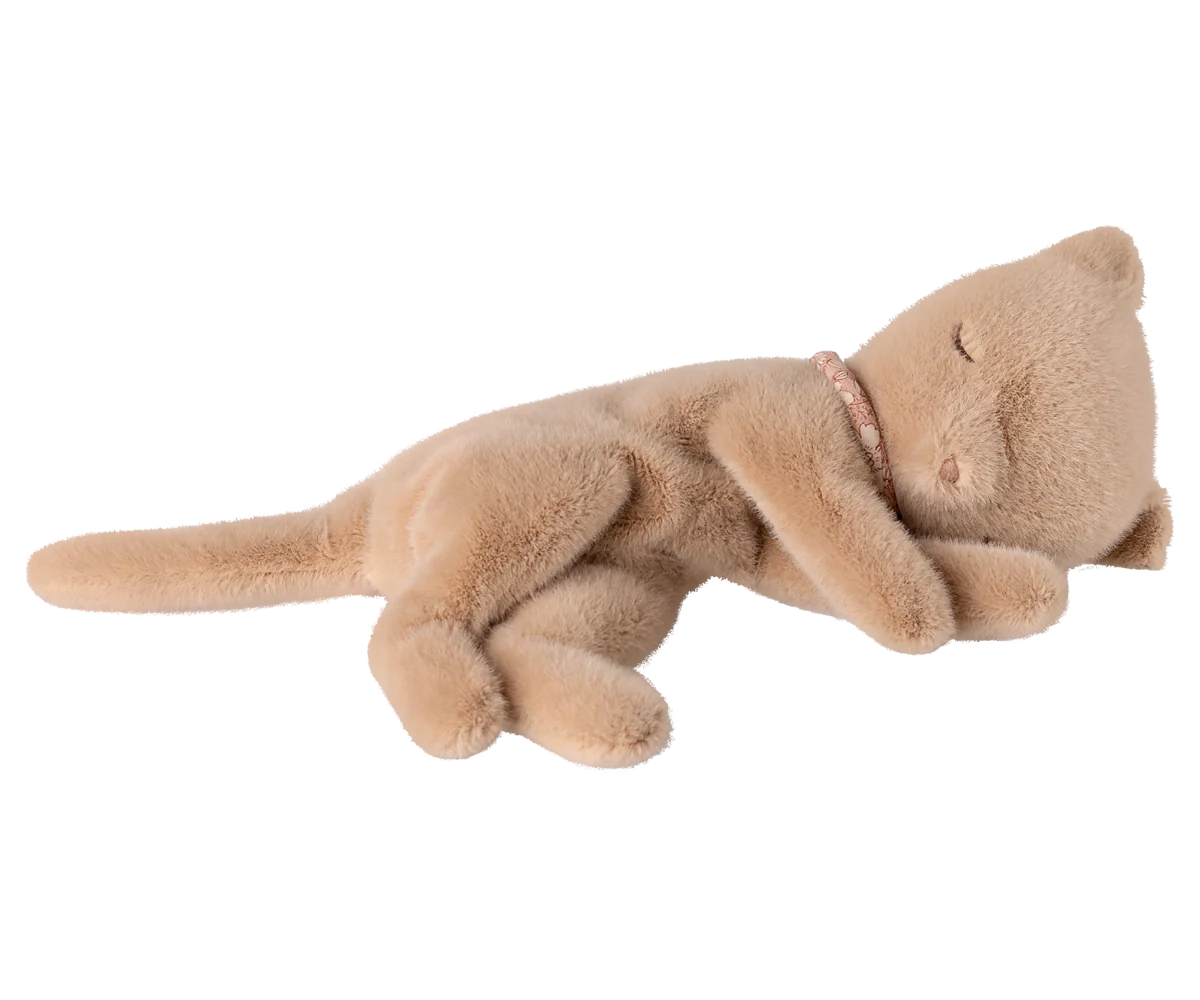 Small Sleeping Kitten Plush | Cream Peach