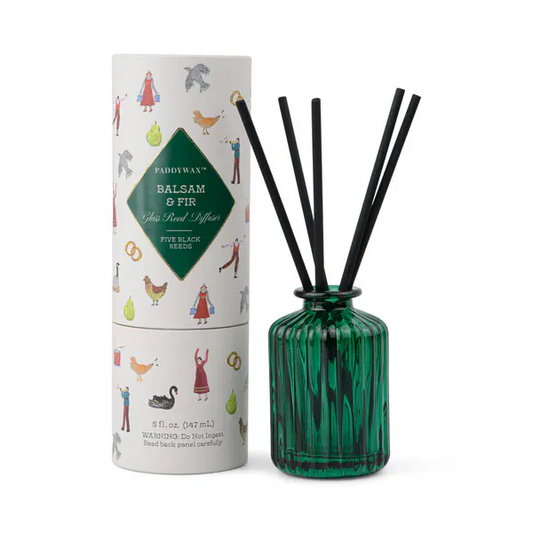 Merry Holiday Green Glass Reed Diffuser | Balsam & Fir