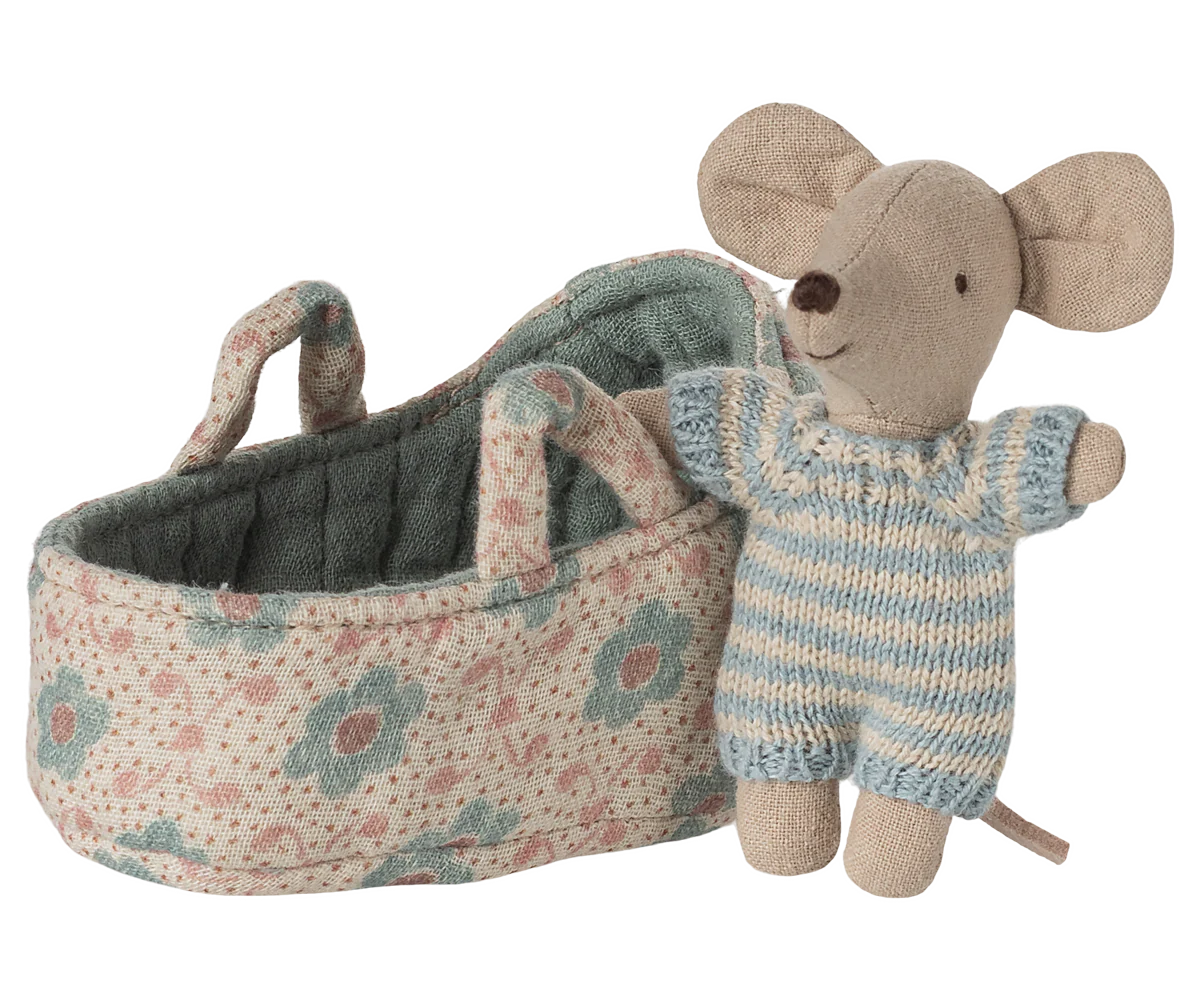 Baby Mouse In Carry Cot | Blue