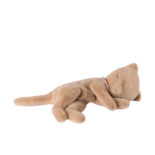 Small Sleeping Kitten Plush | Cream Peach