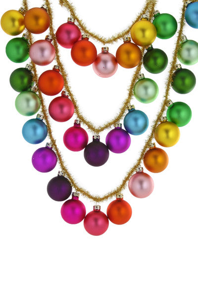 Gold Tinsel Multicolor Glass Garland | Large