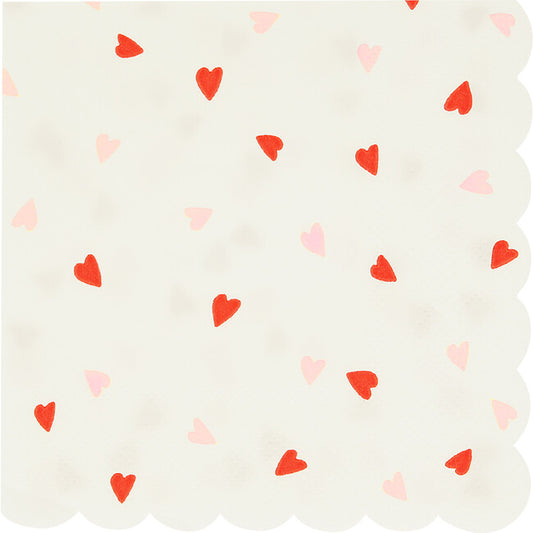 Small Heart Pattern Napkins | 16 Pack