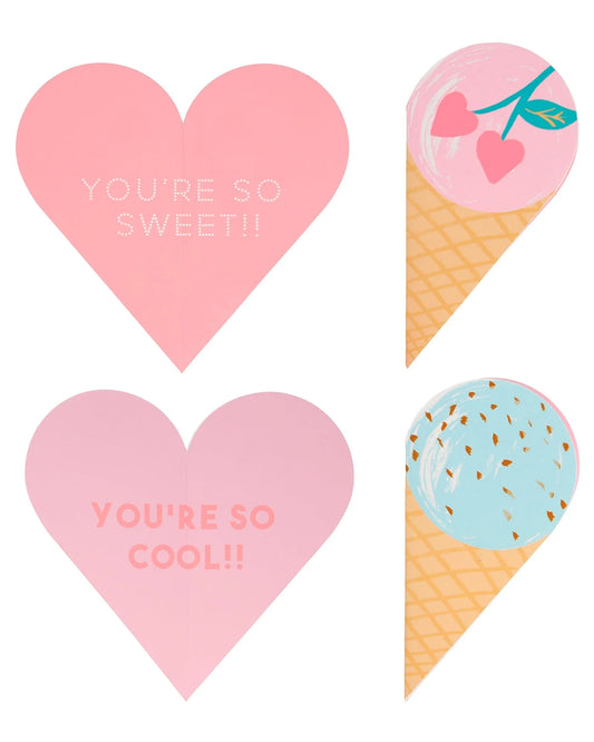 Ice Cream Valentine Cards | Set of 12