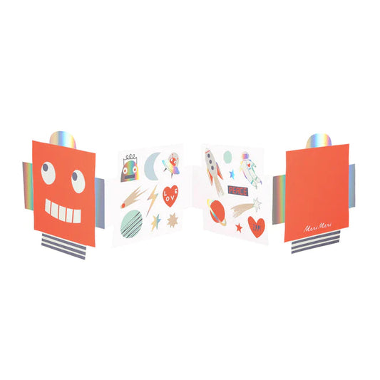 Robot Concertina Valentine Cards & Stickers