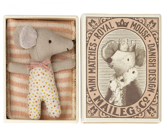 Sleepy/Wakey Baby Mouse in Matchbox | Rose