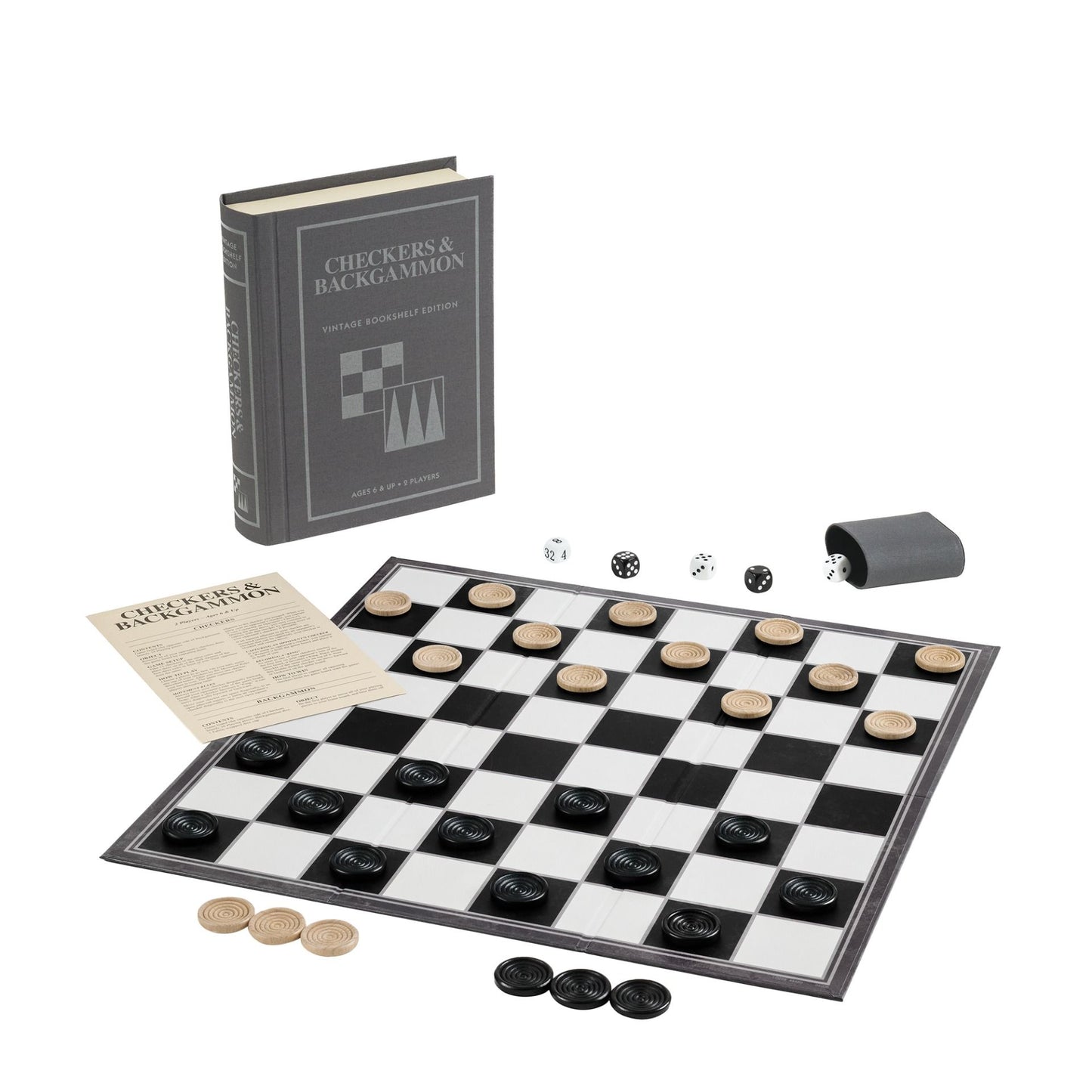 Checkers & Backgammon Vintage Bookshelf Edition