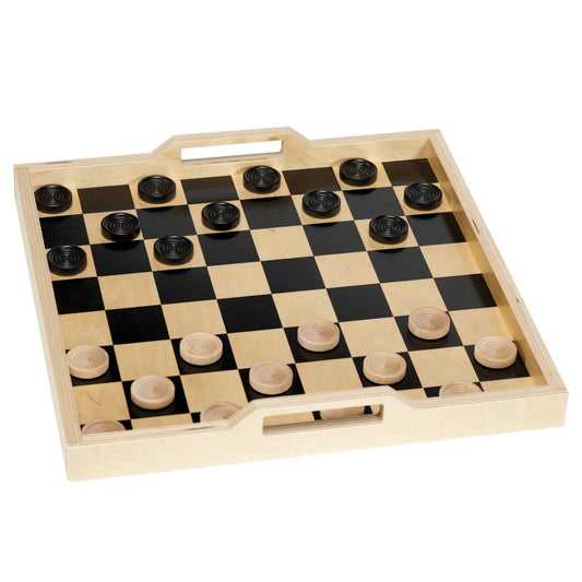 Checkers Game Set & Serving Tray | Black & White