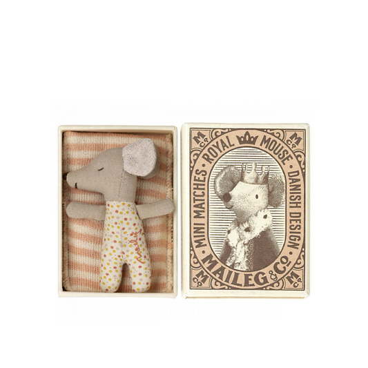 Sleepy/Wakey Baby Mouse in Matchbox | Rose