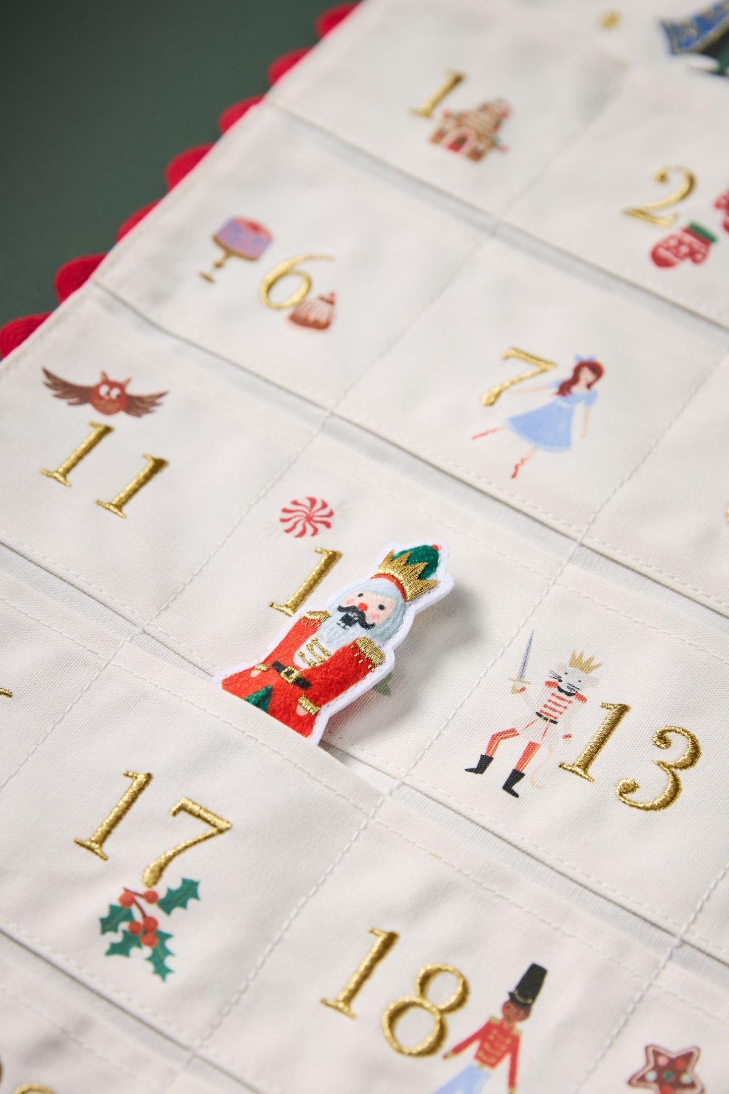 Nutcracker Embroiderd Hanging Advent Calendar