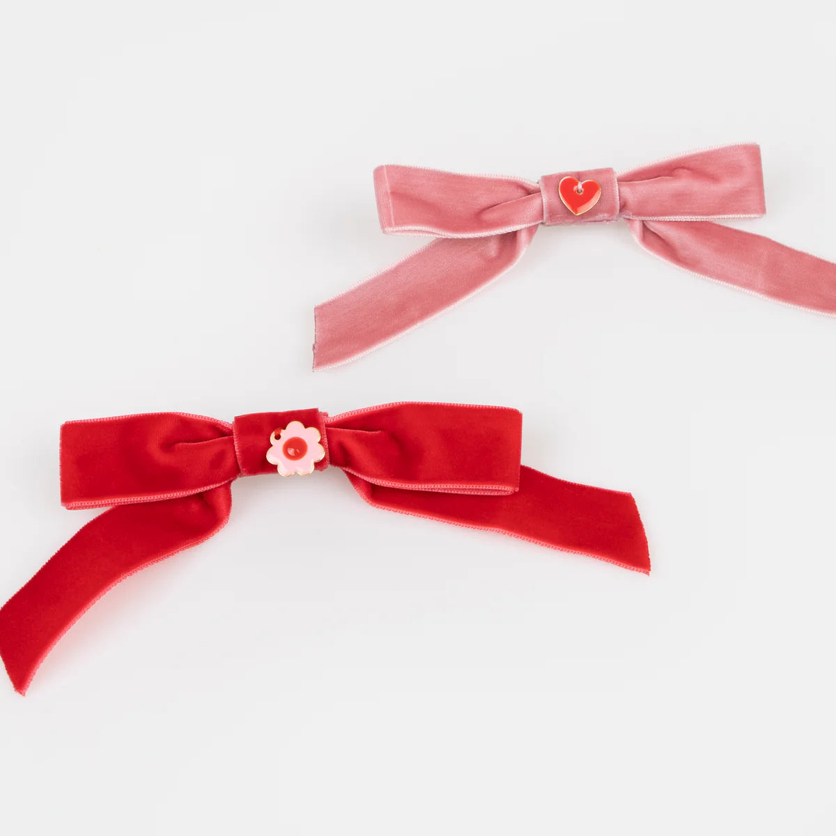 Velvet Bows With Charms Hair Clips