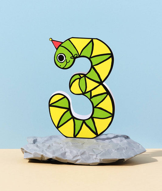 Snake #3 | Kid's Birthday Number Card