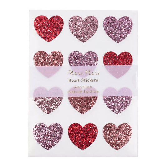 Red & Pink Heart Glitter Stickers | 8 Sheets