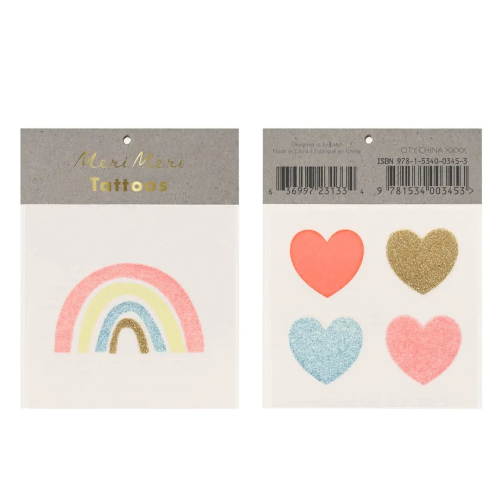 Rainbow & Hearts Small Tattoos