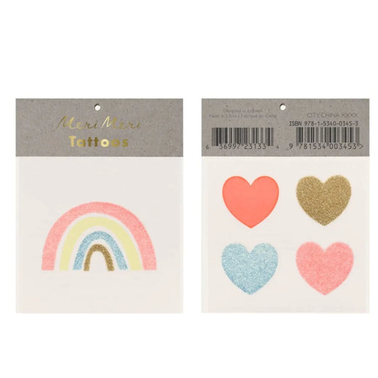 Rainbow & Hearts Small Tattoos