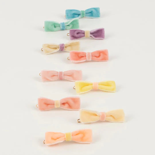 Pastel Mini Bow Velvet Hair Clips