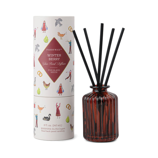 Merry Holiday Red Glass Reed Diffuser | Winter Berry
