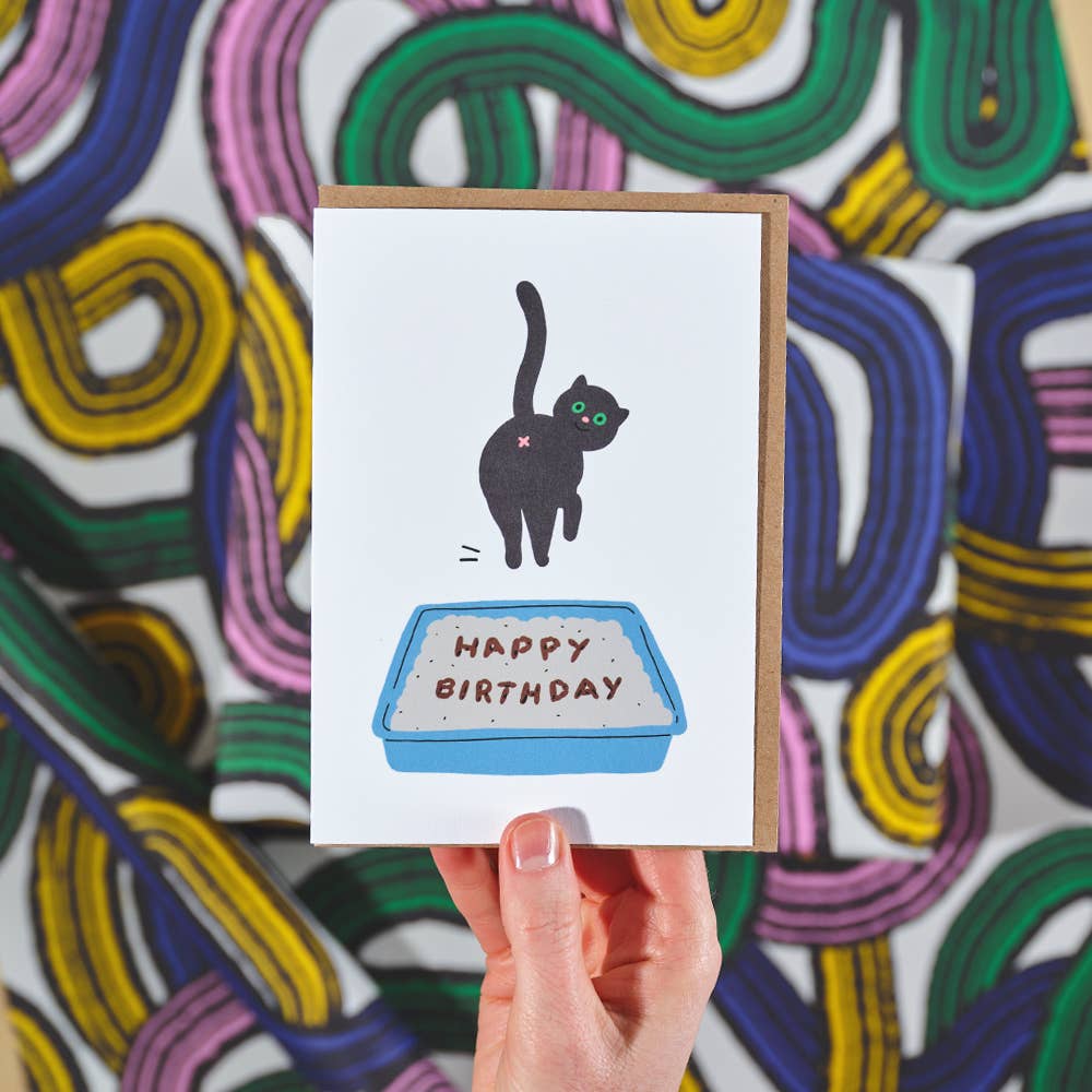 Birthday Cat Poop Greeting Card