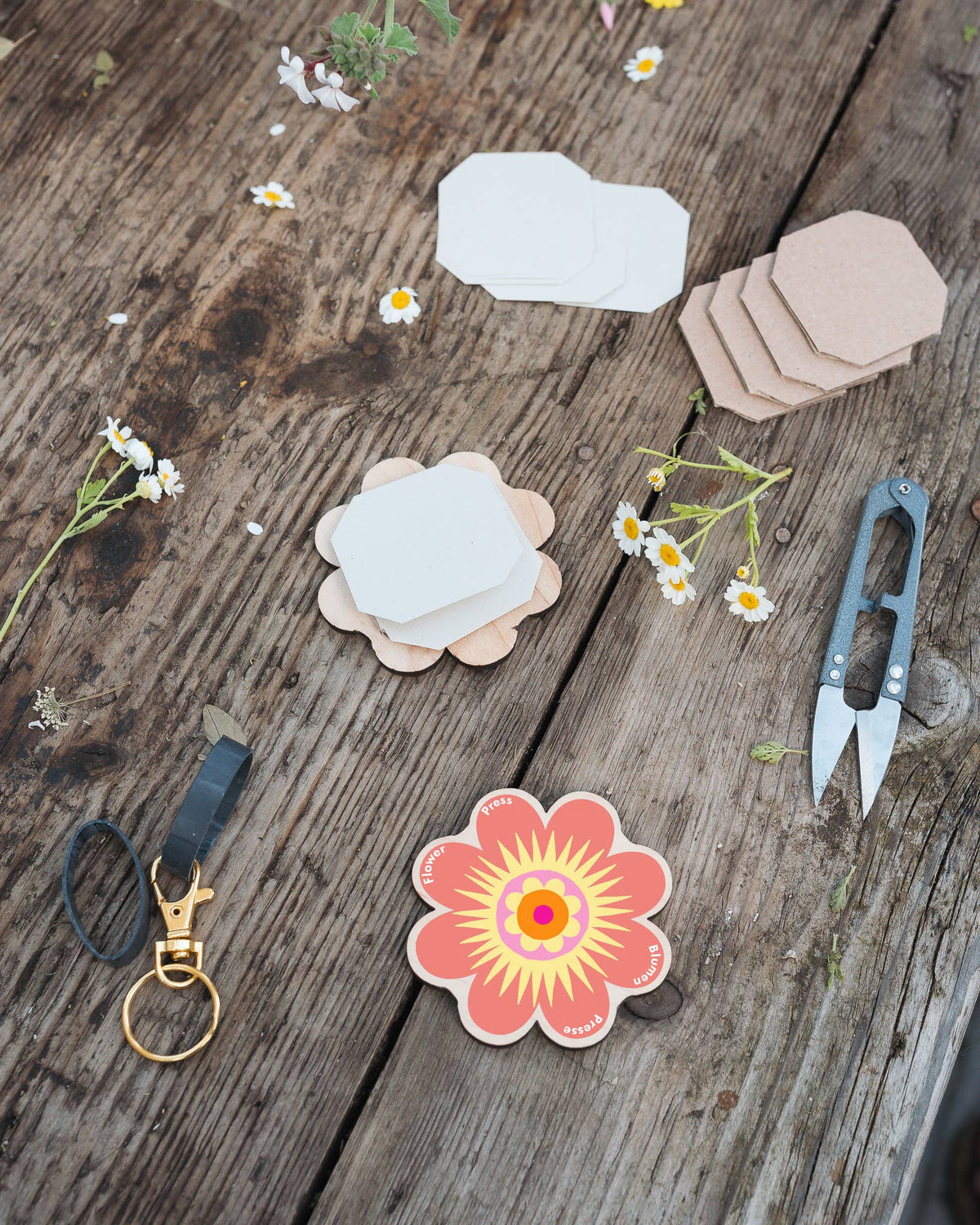 Keyring Flower Press | Oranges & Pinks