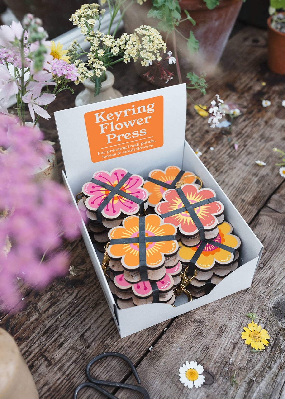 Keyring Flower Press | Oranges & Pinks