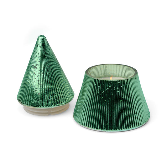 Green Mercury Glass Tree Candle | Cypress & Fir
