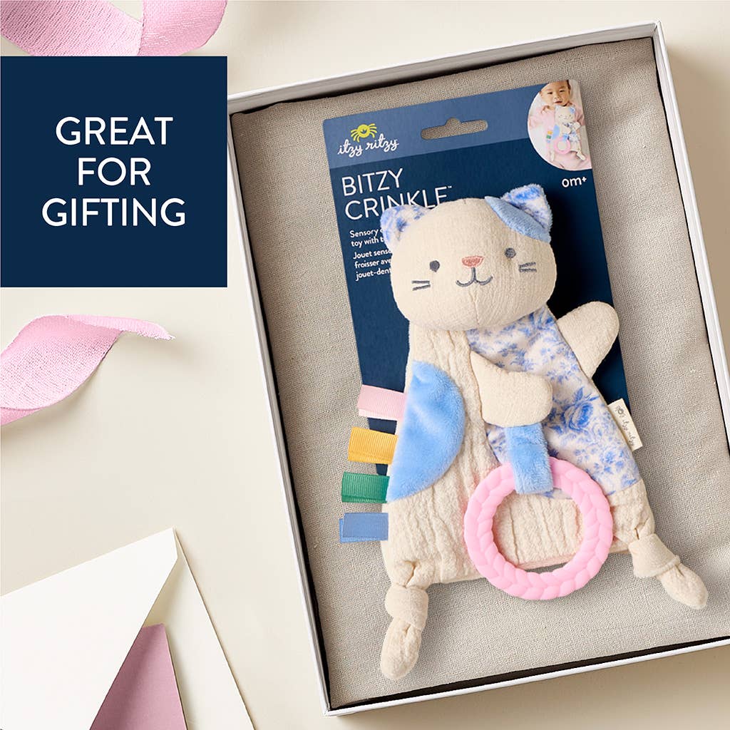 Bitzy Crinkle Sensory Toy + Teether | Kitty