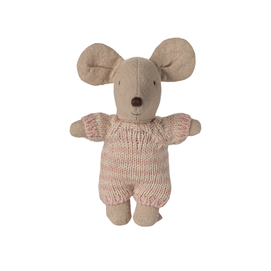 Baby Mouse In Carry Cot | Rose