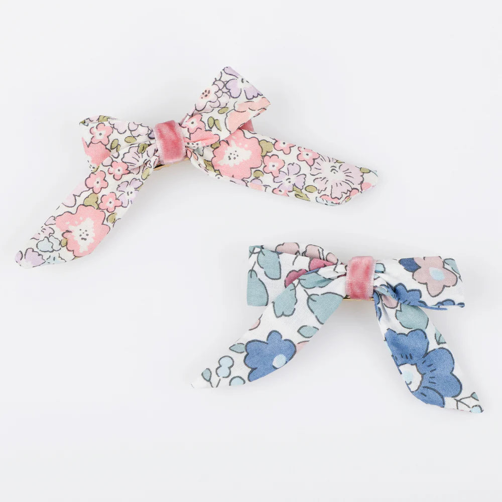 Floral Bow Hair Clips