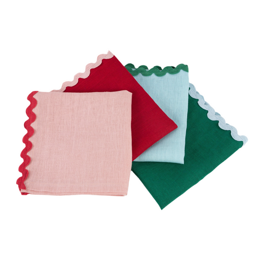 Ric Rac Ruffle Napkins | Red & Green