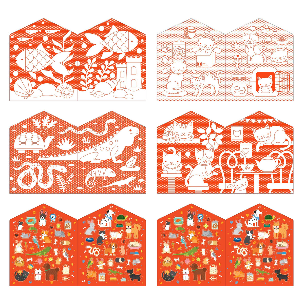 Coloring Book + Stickers | Pets