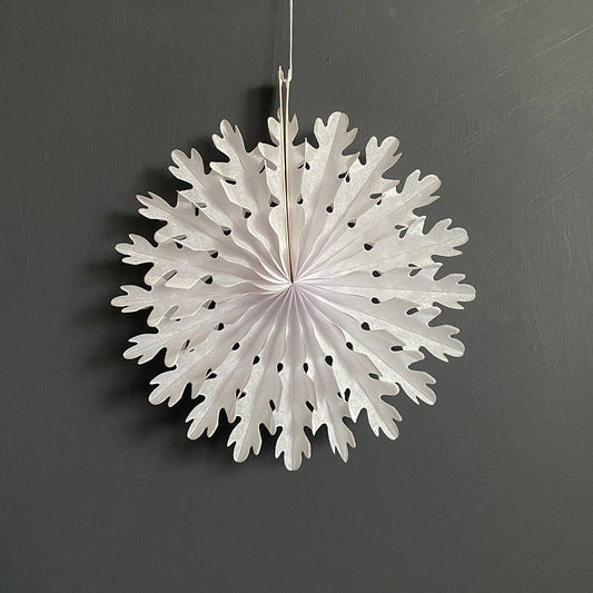 Small Paper Fan | White Fluffy Flake