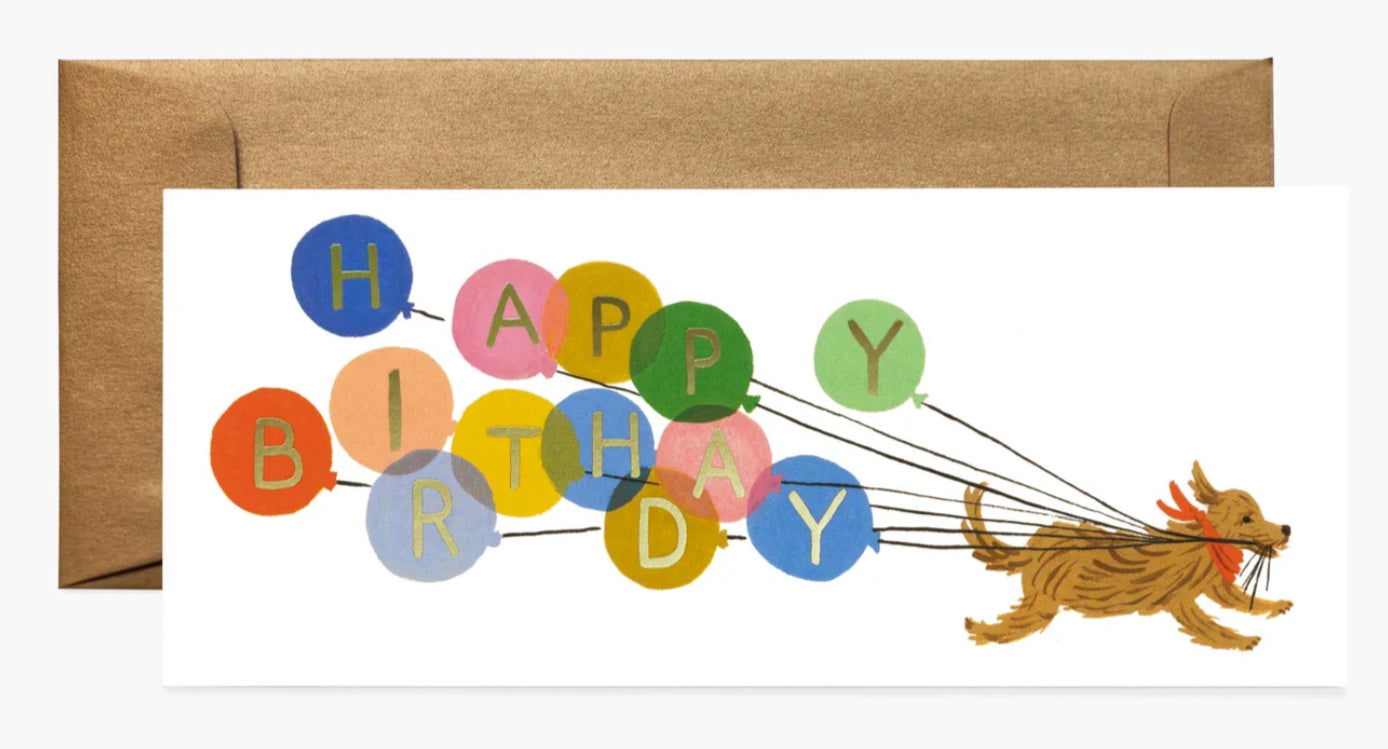 Happy Birthday Balloons Dog Card