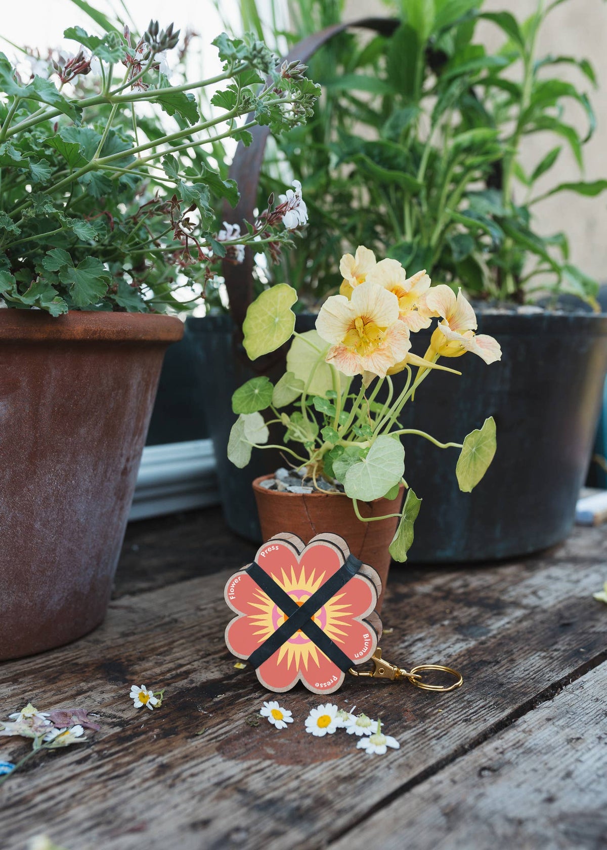 Keyring Flower Press | Oranges & Pinks