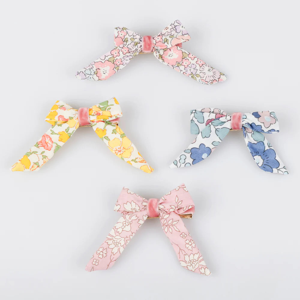 Floral Bow Hair Clips
