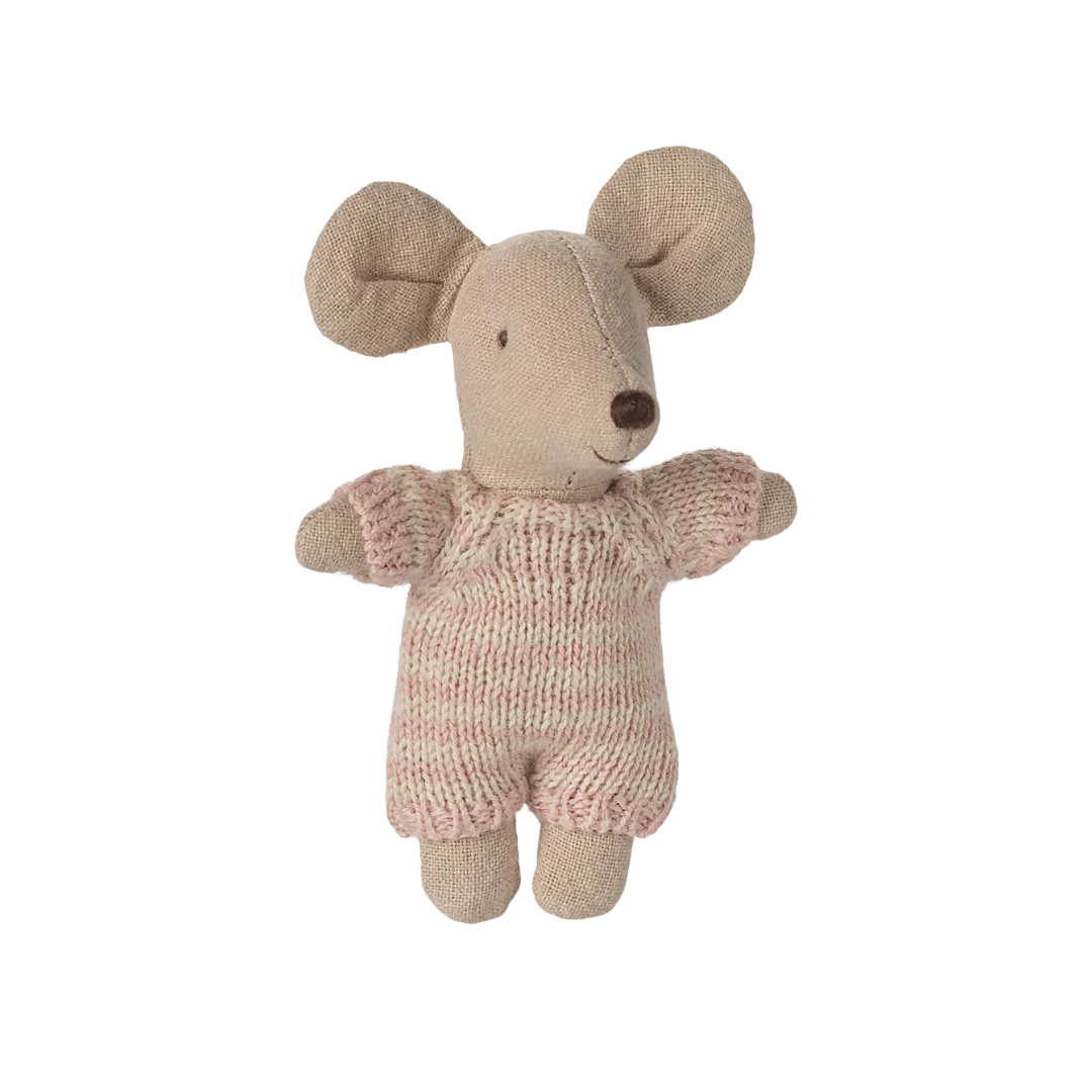 Baby Mouse In Carry Cot | Rose