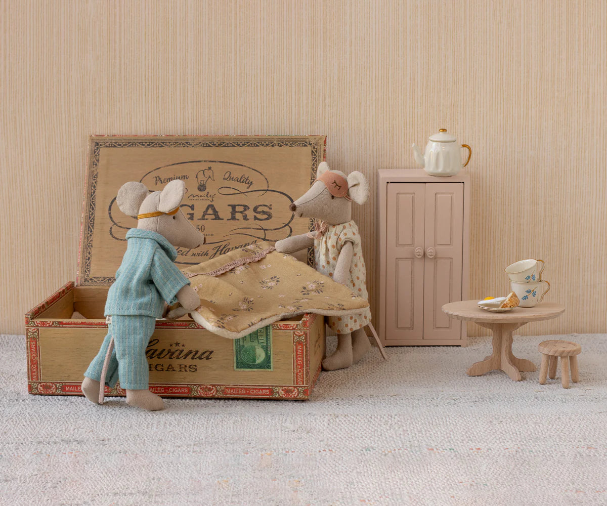 Mum and Dad Mice In Cigar Box