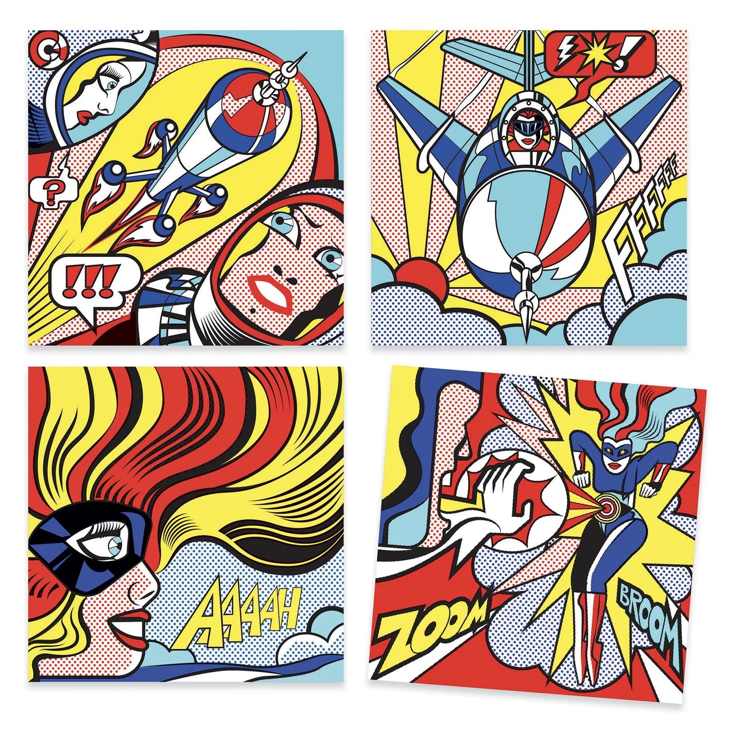 Inspired by Lichtenstein Superheroes Coloring and Rub-On Transfer Kit