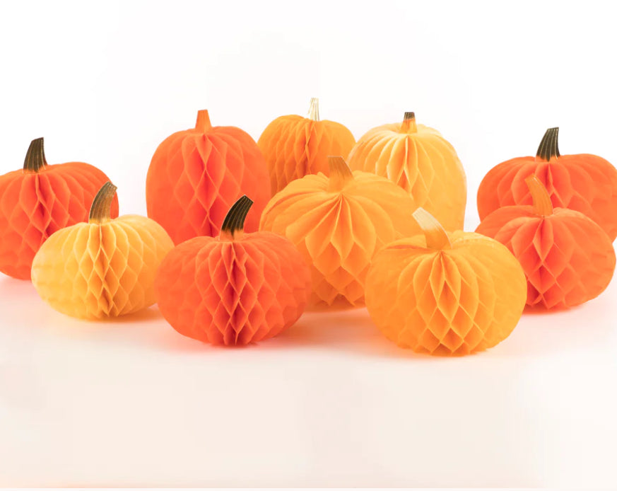 Pumpkin Honeycomb Decorations | Set of 10