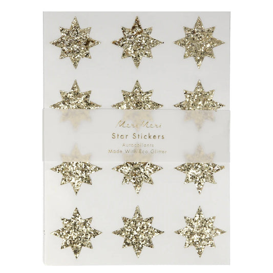 Gold Eco Glitter Star Stickers | 8 Sheets