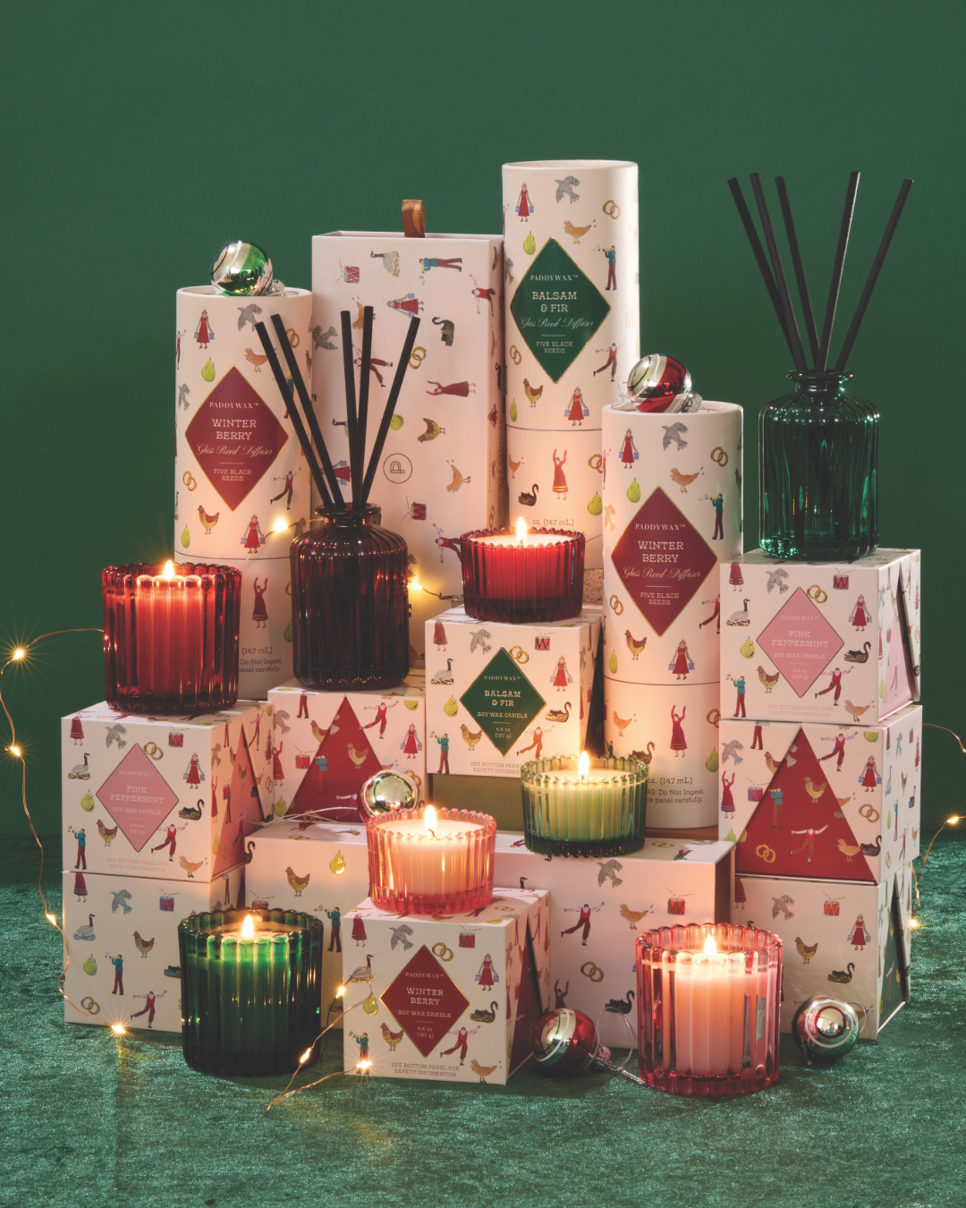 Merry Holiday Pink Glass Candle | Peppermint