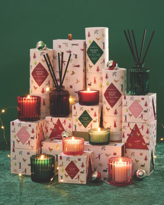 Merry Holiday Pink Glass Candle | Peppermint