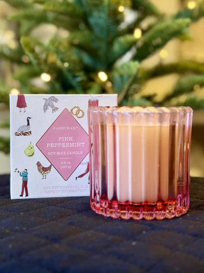 Merry Holiday Pink Glass Candle | Peppermint